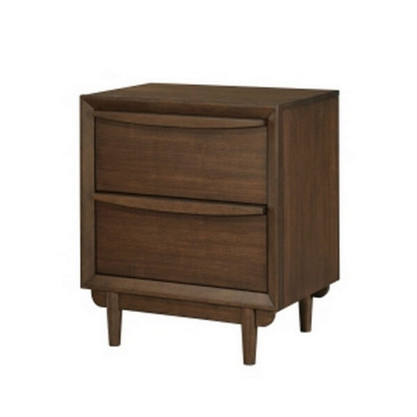Soly 27 Inch Nightstand, 2 Drawers, USB Port, Lip Pull Handles, Brown