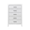 Eby 48 Inch Tall Dresser Chest, 5 Drawers with Black Nickel Handles, White