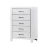 Eby 48 Inch Tall Dresser Chest, 5 Drawers with Black Nickel Handles, White