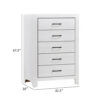 Eby 48 Inch Tall Dresser Chest, 5 Drawers with Black Nickel Handles, White