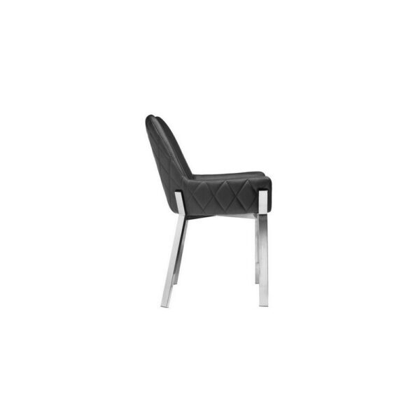 150220266991b46ca6dab.jpeg Fuma 23 Inch Set of 2 Dining Chairs, Foam Fill, Black Faux Leather, Silver