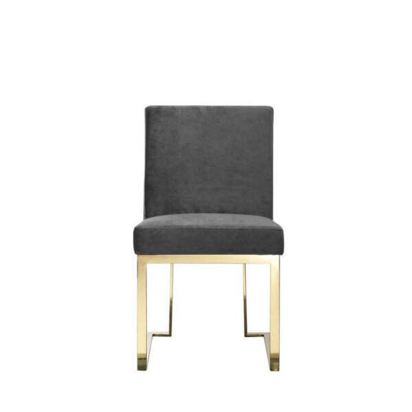 150220266991b474cfc2c.jpeg Boly 24 Inch Side Dining Chair Set of 2, Gray Velvet, Gold Cantilever