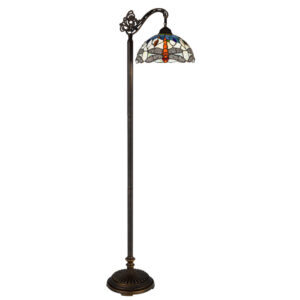 150220266991b52ac6d64.jpeg 62 Inch Floor Lamp, Down Arc Shade Tiffany Style Stained Glass, Bronze