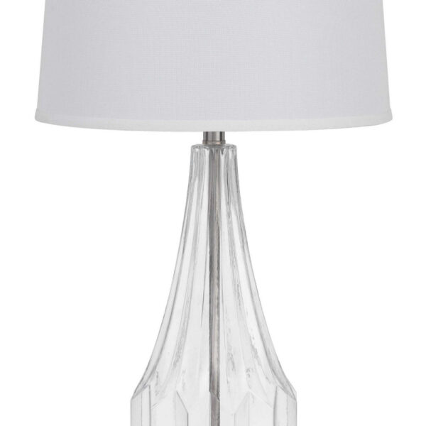 34 Inch Table Lamp Set of 2, White Drum Shade, Glass, Round Metal Base