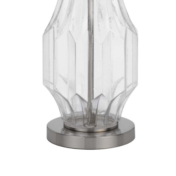 34 Inch Table Lamp Set of 2, White Drum Shade, Glass, Round Metal Base