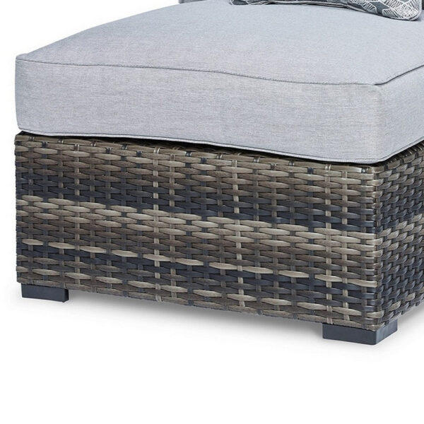 150220266991b64f92f53.jpeg Saki 35 Inch Outdoor Armless Chair Set of 2 with 2 Pillows, Wicker, Gray