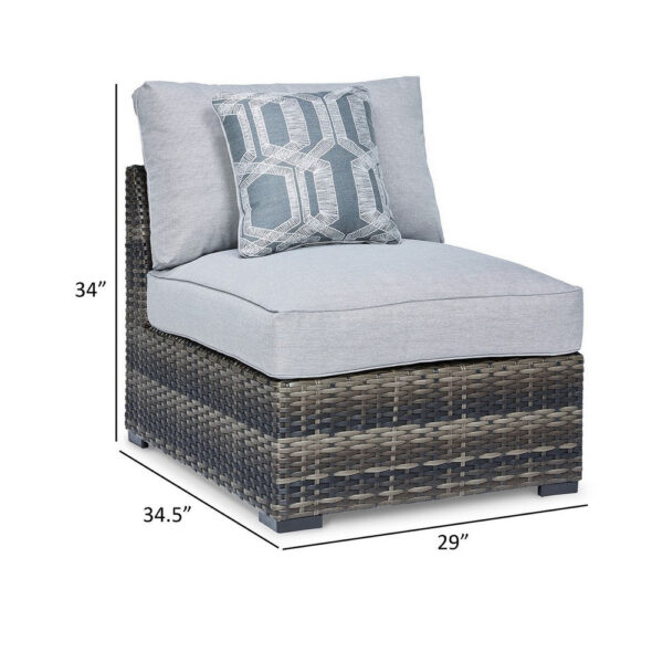 150220266991b652872b1.jpeg Saki 35 Inch Outdoor Armless Chair Set of 2 with 2 Pillows, Wicker, Gray