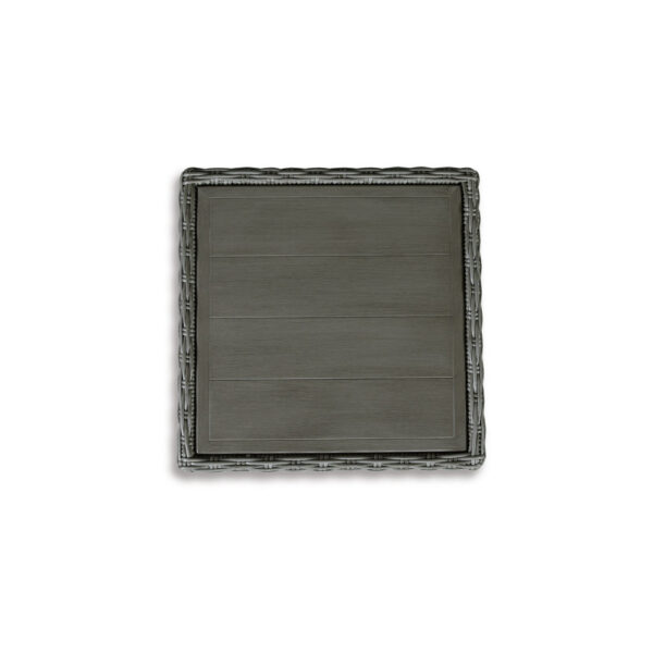 Ellie 23 Inch Outdoor End Table, Lower Shelf, Gray Resin Wicker, Metal