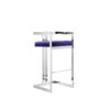 Suki 30 Inch Cantilever Barstool Chair, Foam Navy Blue Velvet, Silver Frame