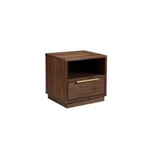 150220266991b6c8ae0bb.jpeg Tommy 18 Inch Nightstand, 1 Drawer with Handle, 1 Storage Cubby, Brown Gold