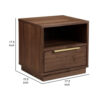 Tommy 18 Inch Nightstand, 1 Drawer with Handle, 1 Storage Cubby, Brown Gold