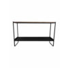 Evon 39 Inch Console Table, Natural Brown Wood Top and Shelf, Black Metal