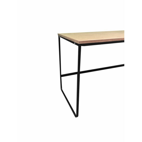 Evon 47 Inch Office Desk, Natural Brown Wood Top, Open Base, Black Metal