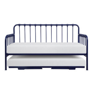Ziva Daybed with Lift Up Trundle, Navy Blue Metal Frame, Folding Legs