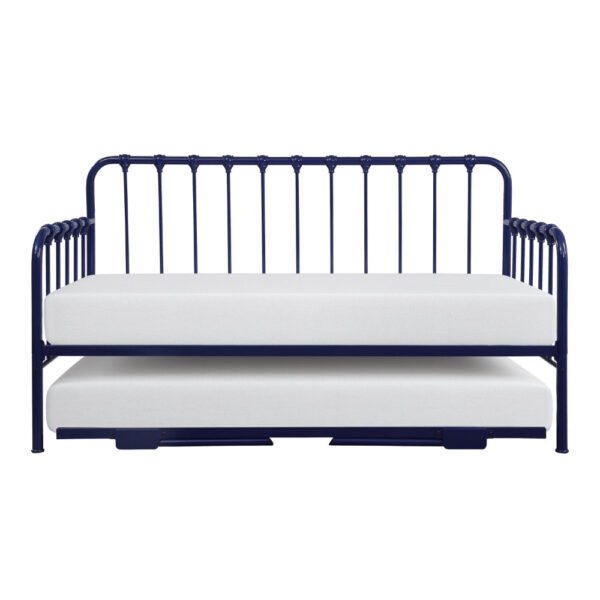 150220266991b7e7483fd.jpeg Ziva Daybed with Lift Up Trundle, Navy Blue Metal Frame, Folding Legs