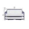 150220266991b7f1a19f5.jpeg Ziva Daybed with Lift Up Trundle, Navy Blue Metal Frame, Folding Legs