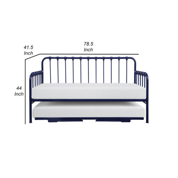 150220266991b7f1a19f5.jpeg Ziva Daybed with Lift Up Trundle, Navy Blue Metal Frame, Folding Legs