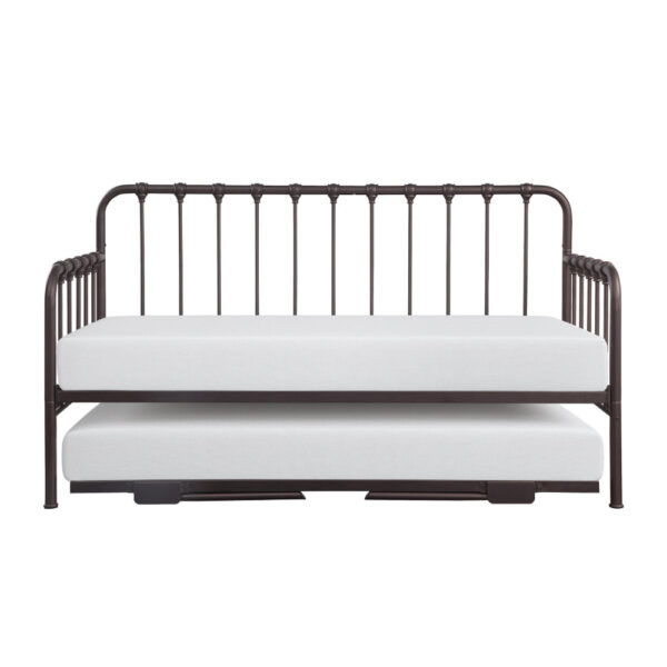 150220266991b8106a48c.jpeg Ziva Daybed with Lift Up Trundle, Dark Bronze Metal Frame, Folding Legs