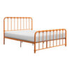 Ethan Queen Size Bed, Classic Open Slatted Metal Frame Design, Orange