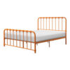 Ethan Queen Size Bed, Classic Open Slatted Metal Frame Design, Orange