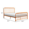 Ethan Queen Size Bed, Classic Open Slatted Metal Frame Design, Orange