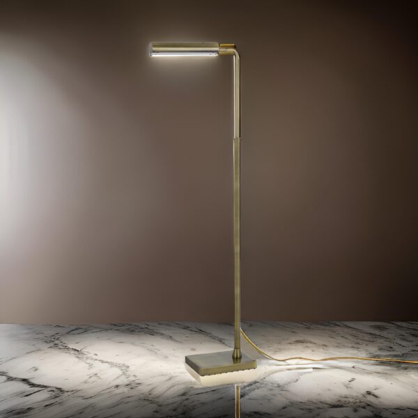 150220266991b86b86d2d.jpeg Kime 44-58 Inch Floor Lamp, Adjustable Height, LED, Antique Brass Finish
