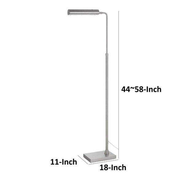 150220266991b89096455.jpeg Kime 44-58 Inch Floor Lamp, Adjustable Height, LED, Brushed Steel Finish
