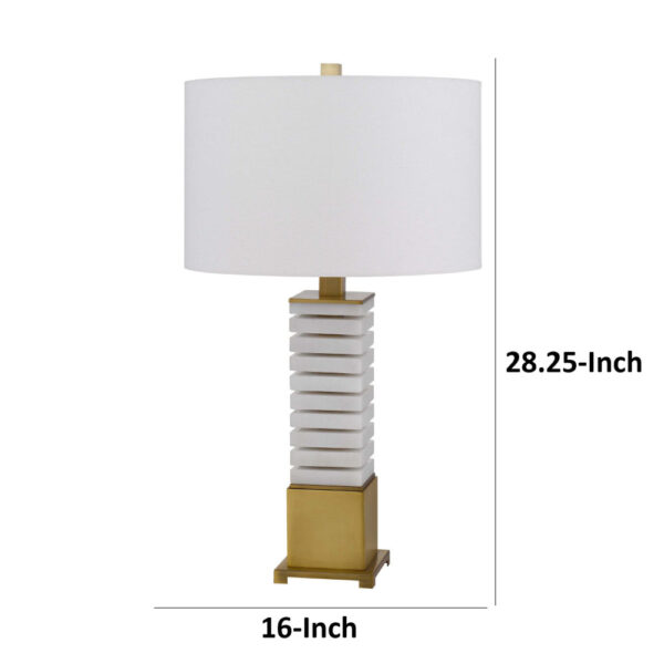 150220266991b8c893dc2.jpeg 28 Inch Table Lamp, White Drum Hardback, Marble and Antique Brass Finish
