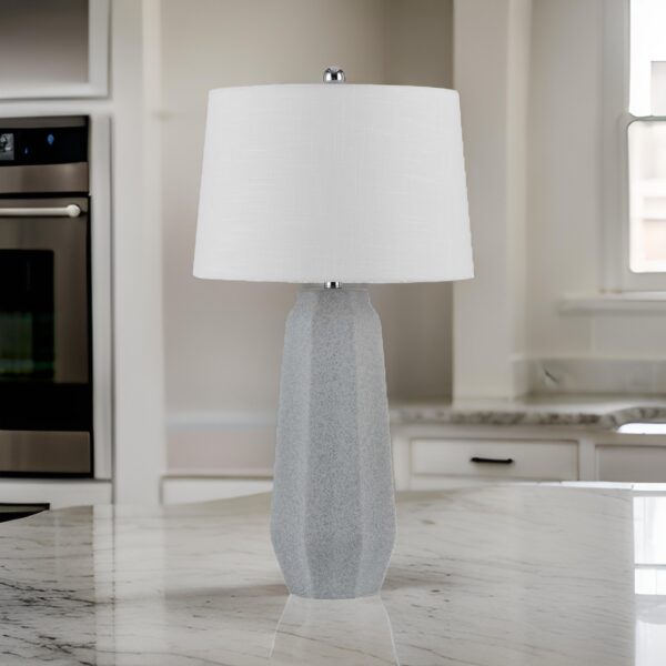 150220266991b8dbc9c75.jpeg Niu 30 Inch Table Lamp Set of 2, Drum Shade, Stone Gray Ceramic Prism Base