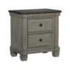 150220266991b92aa01ff.jpeg Cadie 29 Inch Nightstand, 2 Drawers, Coffee Brown, Antique Gray Wood