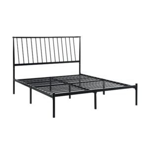 150220266991b93b0bc42.jpeg Angie Queen Bed, Platform Foundation, Slatted Headboard, Black Metal Frame