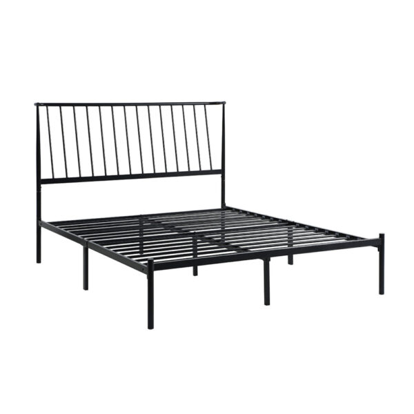 150220266991b9405123b.jpeg Angie Queen Bed, Platform Foundation, Slatted Headboard, Black Metal Frame