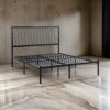 150220266991b94941378.jpeg Angie Queen Bed, Platform Foundation, Slatted Headboard, Black Metal Frame