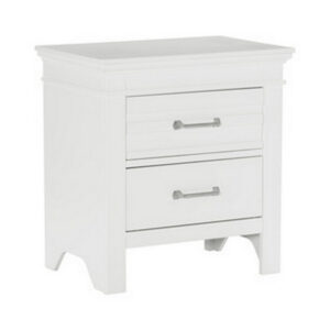 150220266991b977f30b7.jpeg Candy 25 Inch Nightstand, 2 Drawers, Nickel Bar Handles, White Solid Wood