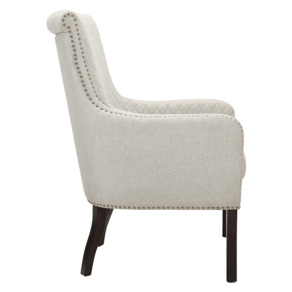 33 Inch Accent Armchair, Diamond Stitched Design, Beige Textured Polyester