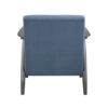 Tira 32 Inch Accent Chair, Channel Stitched, Blue Velvet, Gray Solid Wood