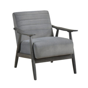 150220266991b9c0e667f.jpeg Tira 32 Inch Accent Chair, Channel Stitched, Gray Velvet, Solid Wood Frame