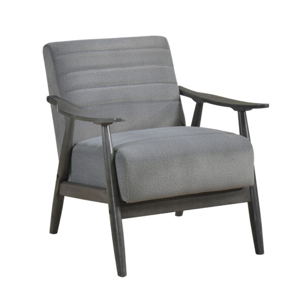 150220266991b9c0e667f.jpeg Tira 32 Inch Accent Chair, Channel Stitched, Gray Velvet, Solid Wood Frame