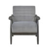 150220266991b9c334767.jpeg Tira 32 Inch Accent Chair, Channel Stitched, Gray Velvet, Solid Wood Frame