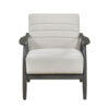 Tira 32 Inch Accent Chair, Channel Stitched, White Velvet, Gray Solid Wood