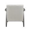 Tira 32 Inch Accent Chair, Channel Stitched, White Velvet, Gray Solid Wood