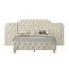 Ronny Inch Queen Size Bed, Wall Headboard, Beige Linen Tufted Upholstery