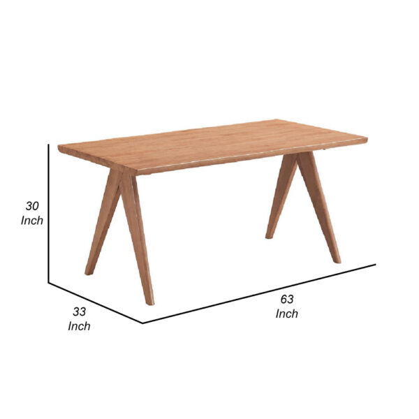 Tina 63 Inch Dining Table, Rectangular, Live Edge Natural Brown Wood