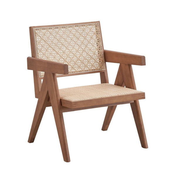 150220266991ba6d78f6f.jpeg Tina 26 Inch Accent Armchair, Woven Rattan, Natural Brown Wood Finish