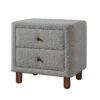 150220266991ba919e4fd.jpeg Lyno 20 Inch Nightstand, 2 Drawers, Brown Legs, Gray Boucle Upholstery