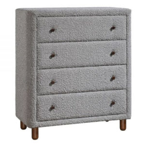 150220266991ba9e10c68.jpeg Lyno 38 Inch Tall Dresser Chest, 4 Drawers, Gray Boucle Upholstery, Brown