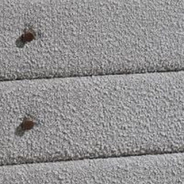 Lyno 38 Inch Tall Dresser Chest, 4 Drawers, Gray Boucle Upholstery, Brown