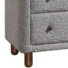 Lyno 38 Inch Tall Dresser Chest, 4 Drawers, Gray Boucle Upholstery, Brown