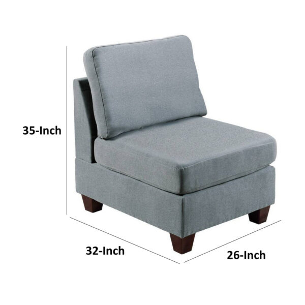 150220266991baba8ba93.jpeg Remy 32 Inch Modular Armless Sofa Chair, Soft Gray Chenille, Solid Wood