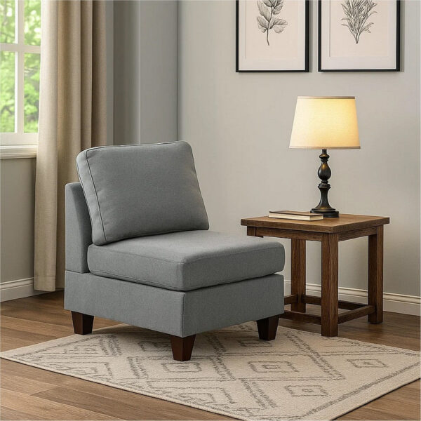 150220266991bac8590d9.jpeg Remy 32 Inch Modular Armless Sofa Chair, Soft Gray Chenille, Solid Wood